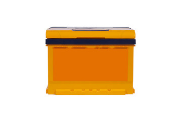 Lead-acid battery on a white background for a car