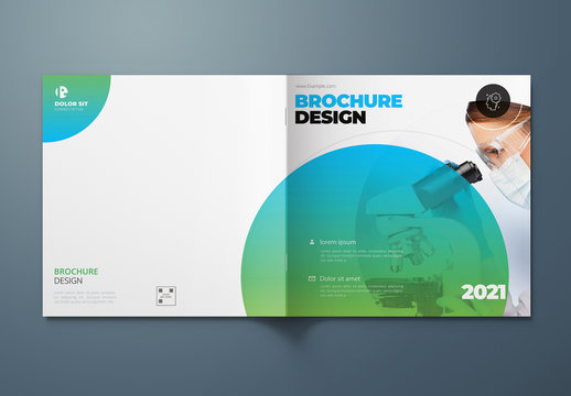 Square Report Cover Layout Set with Teal Circle Elements