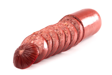 A Summer Sausage Isolated on a White Background