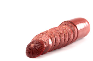 A Summer Sausage Isolated on a White Background