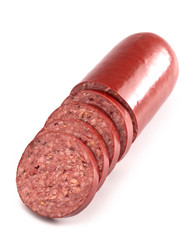 A Summer Sausage Isolated on a White Background