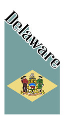 Delaware Angled Shadow Text With Flag