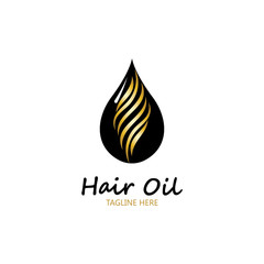 hair oil essential logo with drop oil and hair logo symbol-vector