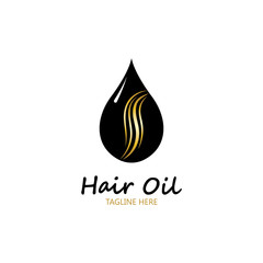 hair oil essential logo with drop oil and hair logo symbol-vector