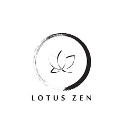 abstract zen logo design with lotus flower inside.