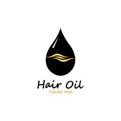 hair oil essential logo with drop oil and hair logo symbol-vector