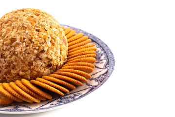 Cheeseball with Crackers Perfect for Holiday Paries