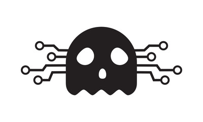 Digital Black Ghost Silhouette. Isolated Vector Illustration