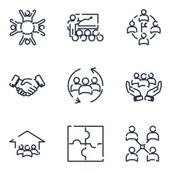 Team Work set icon template color editable. Meeting and more pack symbol vector sign isolated on white background icons vector illustration for graphic and web design.