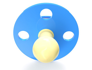 Blue baby dummy 3D render illustration isolated on white background