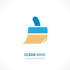 Yellow Broom cleaner. Isolated Vector Illustration