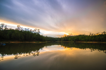 Fototapeta na wymiar Reservoir at Ban Watchan Royal Project (Kalayaniwattana district, Chiang Mai, Thailand)