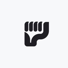 abstract Black Geometry Fist. Isolated Vector Illustration