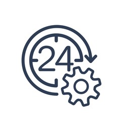 24 hours. Vector linear icon isolated on white background.