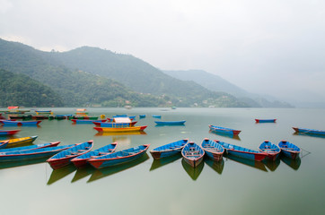 Boats on Phewa Lake Long exposure (Pokhara, Nepal) - 308995186