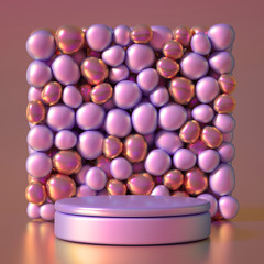 Beautiful background with beads, particles and simulation. 3d illustration, 3d rendering.