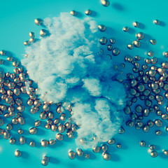 Beautiful background with beads, particles and simulation. 3d illustration, 3d rendering.