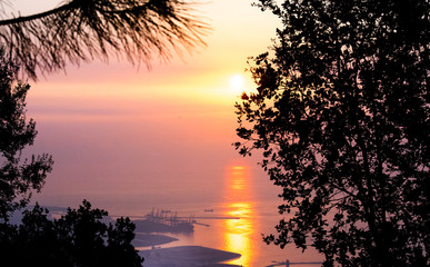 sunset over Beirut port