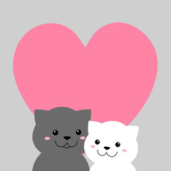 cute cats in love valentine's day card 