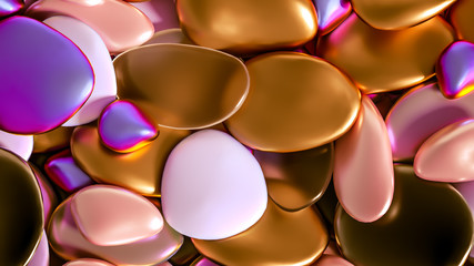 Beautiful background with beads, particles and simulation. 3d illustration, 3d rendering.