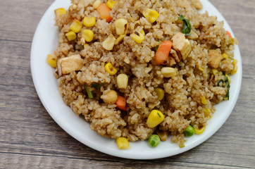 Closeup of fried rice plate