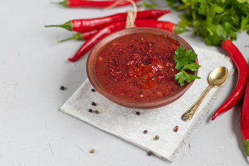 Harissa hot pepper pasta. They also use garlic, zeru and coriander.