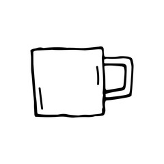 Coffee, tea cup vector doodle illustration. Hand drawn cup. Hot drinks. Dishes.
