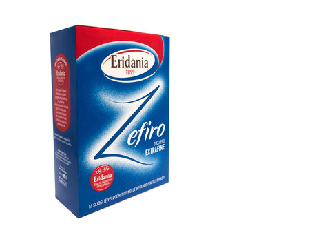 packet of white sugar Eridania zefiro brand