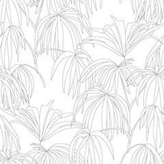 Seamless tropical pattern with leaves. Graphic vector background.