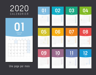 2020 French desk calendar