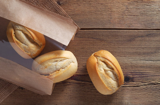 French buns in paper bag