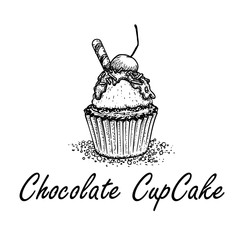 chocolate cup cake hand drawn