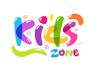 Colorful text of Kids Zone. Isolated Vector Illustration