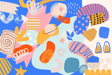 Modern and stylish abstract digital background with different shapes and line arts.