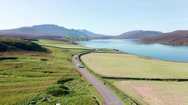 Aerial View Over Kyle of Durness and  in Scotland