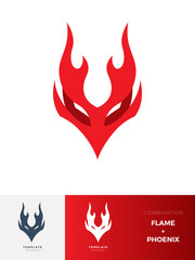 Abstract sign of Flame Creature : Phoenix. Vector Illustration