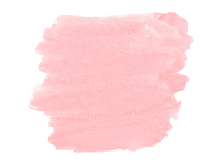 Watercolor creamy pink background with clear borders and divorces. Watercolor brush stains. Frame with copy space for text.