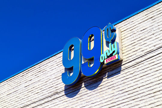 99 Cents Only Store sign. American price-point retailer chain priced at 99.99 cents or less
