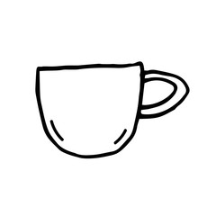 Coffee, tea cup vector doodle illustration. Hand drawn cup. Hot drinks. Dishes.