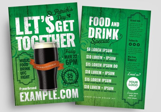 St. Patrick'S Day Flyer Layout with Stout Beer Illustration