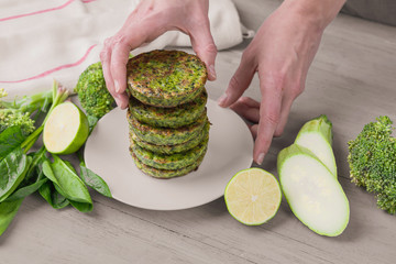 mom cooked for her baby pea fritters