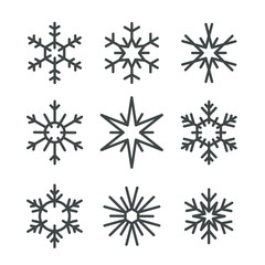 Different silhouettes of winter snowflakes vector clipart isolated on white