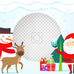 Photoframe vector mockup with christmas characters. Vector template for a photo