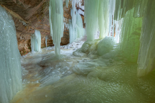 Eben Ice Cave interior, winter, Michigan's Upper Peninsula, USA