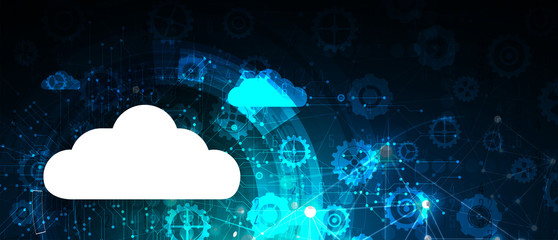 Cloud technology. Integrated digital web concept background