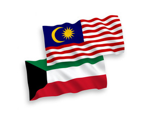 Flags of Kuwait and Malaysia on a white background