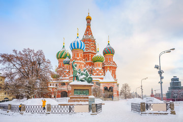 View on St. Basil's Cathedral in Moscow at winter, Russia