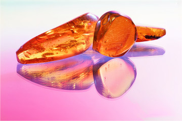 Amber with trapped insects photographed in studio with close up lens
