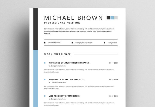 Resume Layout with Basic Sections