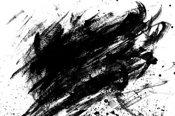 Abstract black ink texture Japan style on a white background.